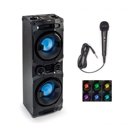 Schwaiger PSS-400 Party SoundSystem 400W Bluetooth Party hangszóró rendszer karaoke funkcióval, ajándék mikrofonnal, színes LED világítással