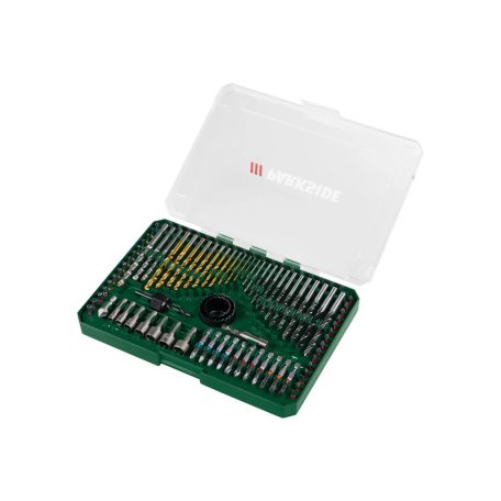 ParkSide XXL 100 részes kombinált kő-, fa-, fém- fúrószár, bitfej és dugókulcs készlet praktikus tároló és rendező dobozban