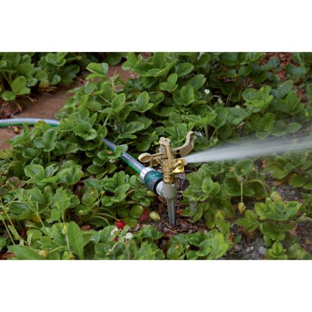 ParkSide 351673 Spike Sprinkler leszúrható impulzus esőztető, 4 bar kerti locsoló, 360° szektorálható sárgaréz öntöző