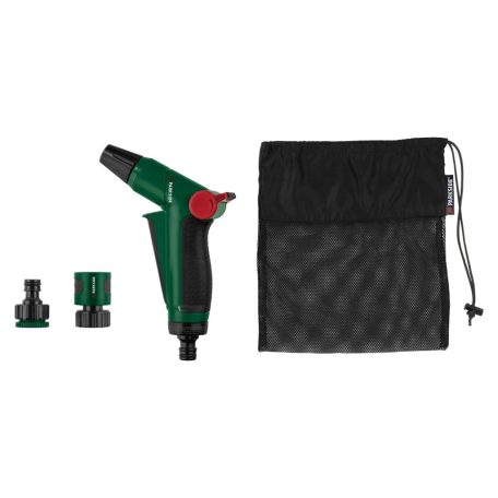 ParkSide 466705 flexibilis kerti tömlő, 10 méterről 30 méterre nyújható flexi locsolótömlő szövet külsővel, locsolófejjel és tárolótasakkal (zöld)