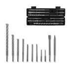 ParkSide SDS+ Hammer Drill Chisel Set - 11 darabos SDS Plus kalapácsfúró / ütvefúró fúrószár és véső készlet kőhöz, falazathoz, téglához (9 kalapácsfúró, 1 lapos véső, 1 hegyes véső)