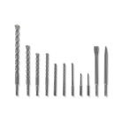 ParkSide SDS+ Hammer Drill Chisel Set - 11 darabos SDS Plus kalapácsfúró / ütvefúró fúrószár és véső készlet kőhöz, falazathoz, téglához (9 kalapácsfúró, 1 lapos véső, 1 hegyes véső)