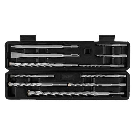 ParkSide SDS+ Hammer Drill Chisel Set - 11 darabos SDS Plus kalapácsfúró / ütvefúró fúrószár és véső készlet kőhöz, falazathoz, téglához (9 kalapácsfúró, 1 lapos véső, 1 hegyes véső)