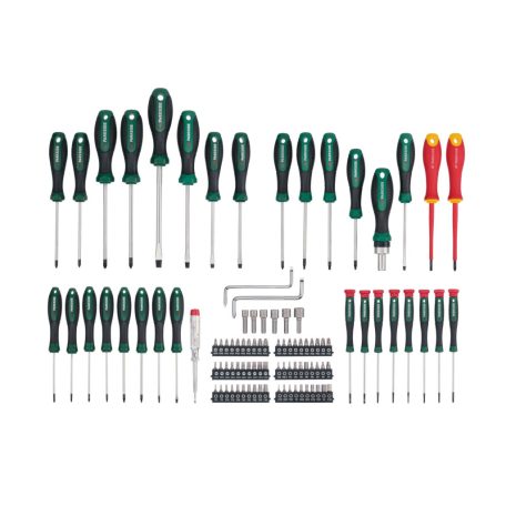 ParkSide XXL 101 darabos csavarhúzó, dugókulcs és bitfej készlet praktikus szerszámtartó rendezőben