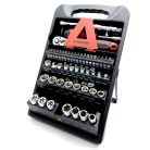 ParkSide HG-10518 Socket Set 61 részes 1/4" 6.3 mm + 3/8" 10 mm CR-V / S2 acél racsnis dugókulcskészlet (krova készlet) dugókulcs és bitfej készlet állvánnyal