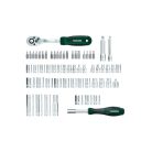 ParkSide HG-10518 Socket Set 61 részes 1/4" 6.3 mm + 3/8" 10 mm CR-V / S2 acél racsnis dugókulcskészlet (krova készlet) dugókulcs és bitfej készlet állvánnyal