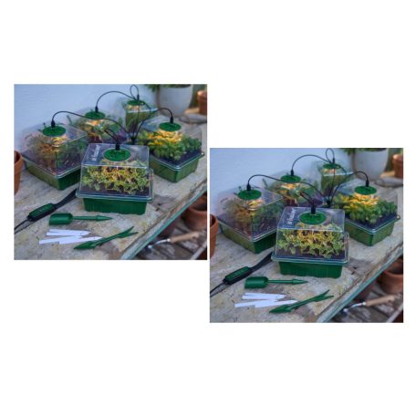 ParkSide PNK 120 LED 85 x 140 x 140 mm 120 darabos LED-es palántázó készlet, 10 részes palántenevelő, csiráztató készlet, mini melegágy 10 x 12 db palánta részére, átlátszó fedéllel, szellőzővel és LED világítással