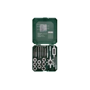   ParkSide Green 21 részes menetvágó, menetmetsző, menetfúró készlet műanyag dobozban metrikus ISO és 1/8" csavarmenetekhez M3 - M12