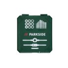 ParkSide Green 21 részes menetvágó, menetmetsző, menetfúró készlet műanyag dobozban metrikus ISO és 1/8" csavarmenetekhez M3 - M12