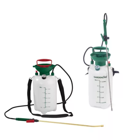 ParkSide / GardenLine mechanikus 5L (5 literes) kézi permetező, pumpás permetezőgép 2.5 bar, nyomásmérővel, nemesacél vagy réz szórószárral és szórófejjel