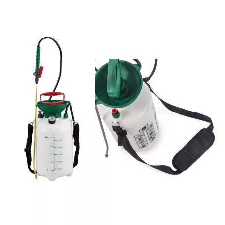 ParkSide / GardenLine mechanikus 5L (5 literes) kézi permetező, pumpás permetezőgép 2.5 bar, nyomásmérővel, nemesacél vagy réz szórószárral és szórófejjel
