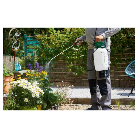 ParkSide / GardenLine mechanikus 5L (5 literes) kézi permetező, pumpás permetezőgép 2.5 bar, nyomásmérővel, nemesacél vagy réz szórószárral és szórófejjel