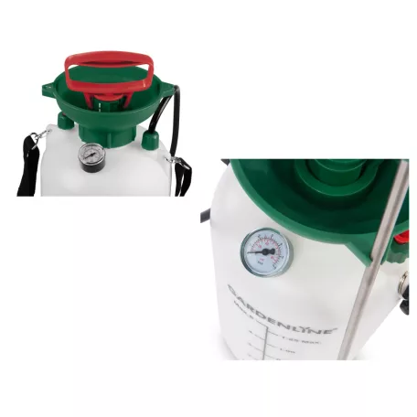 ParkSide / GardenLine mechanikus 5L (5 literes) kézi permetező, pumpás permetezőgép 2.5 bar, nyomásmérővel, nemesacél vagy réz szórószárral és szórófejjel
