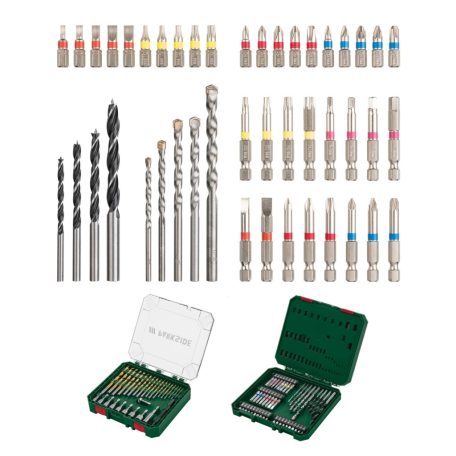 ParkSide 75 részes kombinált kő-, fa-, fém- fúrószár, bitfej és dugókulcs készlet praktikus tároló és rendező dobozban (509651)