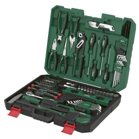 ParkSide 90 részes szerszámkoffer, komplett otthoni praktikus barkács szerszámkészlet, műanyag tároló és hordozó kofferben (510685)