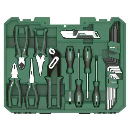 ParkSide 90 részes szerszámkoffer, komplett otthoni praktikus barkács szerszámkészlet, műanyag tároló és hordozó kofferben (510685)