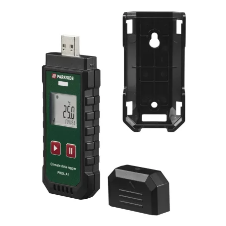 ParkSide PKDL A1 Klímaadat-rögzítő, elemes, USB-s, digitális klímaadat naplózó, hőmérő és relatív páratartalom mérő, rögzítő készülék, klímalogger, Climate data logger