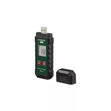 ParkSide PKDL A1 Klímaadat-rögzítő, elemes, USB-s, digitális klímaadat naplózó, hőmérő és relatív páratartalom mérő, rögzítő készülék, klímalogger, Climate data logger