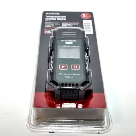 ParkSide PKDL A1 Klímaadat-rögzítő, elemes, USB-s, digitális klímaadat naplózó, hőmérő és relatív páratartalom mérő, rögzítő készülék, klímalogger, Climate data logger