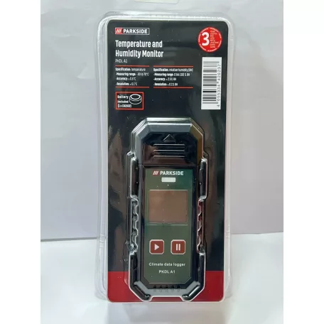 ParkSide PKDL A1 Klímaadat-rögzítő, elemes, USB-s, digitális klímaadat naplózó, hőmérő és relatív páratartalom mérő, rögzítő készülék, klímalogger, Climate data logger