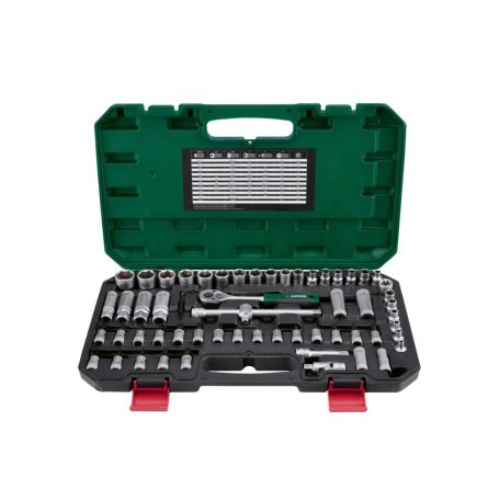 ParkSide PSSS 65 A1 (494633) Socket Set 3/8" (10 mm) 65 részes racsnis dugókulcs és bitfej készlet, krovakészlet kofferben, CR-V és S2 acélból
