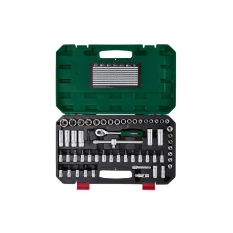 ParkSide PSSS 65 A1 (494633) Socket Set 3/8" (10 mm) 65 részes racsnis dugókulcs és bitfej készlet, krovakészlet kofferben, CR-V és S2 acélból