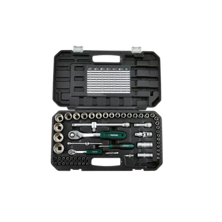 ParkSide PSS 65 A1 Socket Set 1/4" 6.3 mm és 1/2" 12.5 mm 65 részes racsnis dugókulcs és bitfej készlet, krovakészlet kofferben, CR-V és S2 acélból