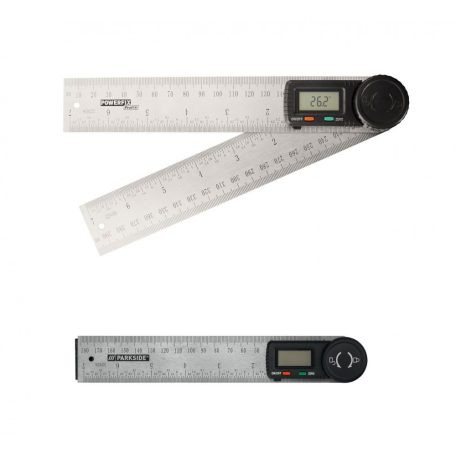 ParkSide prémium inox digitális szögmérő / vonalzó LCD kijelzővel 360° 2 x 180 mm szárral