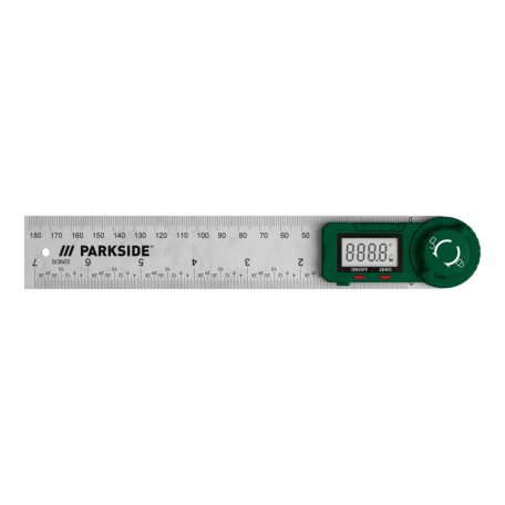 ParkSide prémium inox digitális szögmérő / vonalzó LCD kijelzővel 360° 2 x 180 mm szárral
