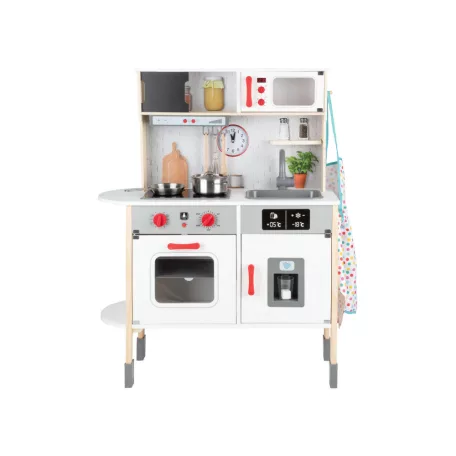 PlayTive GY-2022 MAXI hangot adó, világító fa konyha 77 x 30 x 103 cm elektromos játék babakonyha hűtővel, sütővel, mikróval, mosogatóval, főzőlappal és kiegészítőkkel