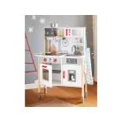 PlayTive GY-2022 MAXI hangot adó, világító fa konyha 77 x 30 x 103 cm elektromos játék babakonyha hűtővel, sütővel, mikróval, mosogatóval, főzőlappal és kiegészítőkkel