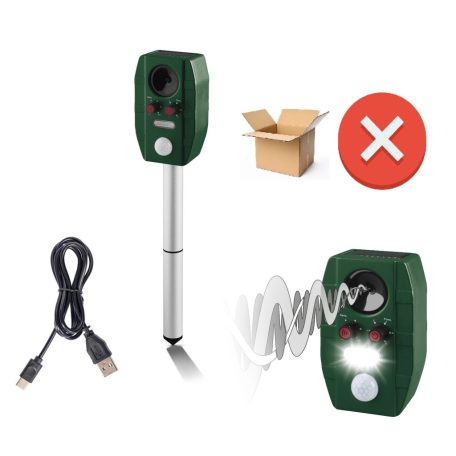 Bontott, HIBÁS ParkSide PTUS 1 A1 Solar Animal Repeller - ultrahangos, napelemes, mozgásérzékelős, akkus kutya-macska riasztó, állatriasztó 1300 mAh HIBÁS (18650 SM-3P) li-ion akkuval