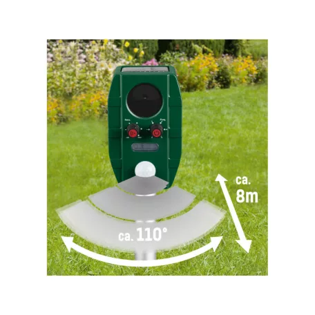 Bontott, HIBÁS ParkSide PTUS 1 A1 Solar Animal Repeller - ultrahangos, napelemes, mozgásérzékelős, akkus kutya-macska riasztó, állatriasztó 1300 mAh HIBÁS (18650 SM-3P) li-ion akkuval