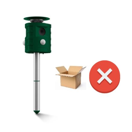 Bontott, HIBÁS ParkSide PTUS360 1 A1 Solar Animal Repeller - 360°-os ultrahangos, napelemes, mozgásérzékelős, akkus kutya-macska riasztó, állatriasztó 1300 mAh HIBÁS 18650 SM-3P li-ion akkuval
