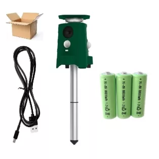   BONTOTT, kipróbált ParkSide PTUS360 1 B2 Solar Animal Repeller - 360°-os ultrahangos, napelemes, mozgásérzékelős, akkus kutya-macska riasztó, állatriasztó 3 x 1.2V 800 mAh cserélhető Ni-MH akkuval