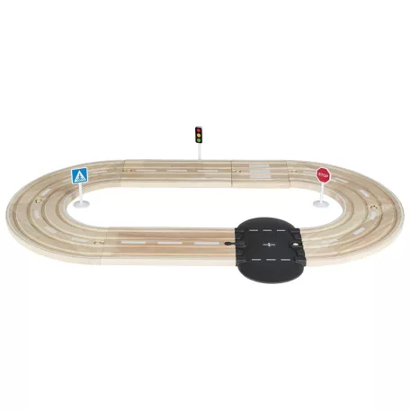 PlayTive 12 darabos univerzális fa autópálya (Motorway Set) dupla nyomsávos sín bővítő készlet