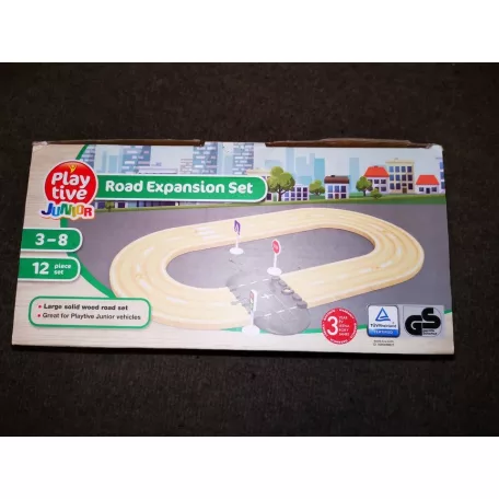 PlayTive 12 darabos univerzális fa autópálya (Motorway Set) dupla nyomsávos sín bővítő készlet