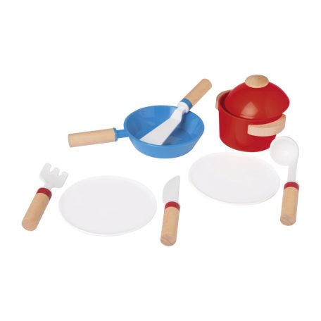 PlaytTive Cookware Set, 11 részes játék műanyag konyhai készlet, edény és evőeszköz szett