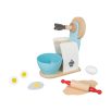   PlayTive játék fa konyhai robotgép, dagasztógép gyermekeknek, valódi fából, 8 kiegészítővel