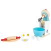  PlayTive játék fa konyhai robotgép, dagasztógép gyermekeknek, valódi fából, 8 kiegészítővel