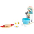 PlayTive játék fa konyhai robotgép, dagasztógép gyermekeknek, valódi fából, 8 kiegészítővel