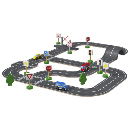 PlayTive City Road Set 35 darabos fa autópálya szett, városi - utca készlet