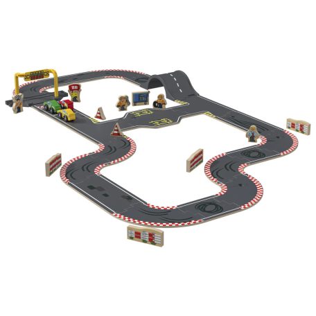 PlayTive Racetrak Road Set 37 darabos fa autópálya szett, versenypálya készlet