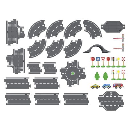 lupilu / PlayTive City Road Set 35 darabos fa autópálya szett, városi - utca készlet