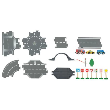 lupilu / PlayTive City Road Set 35 darabos fa autópálya szett, városi - utca készlet