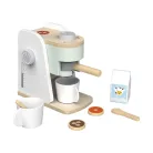lupilu / PlayTive Coffee Machine Set, 9 részes játék fa kávéfőző készlet gyerekeknek, 2 db bögrével, kanállal, tejes dobozzal, 3 db kávépárnával