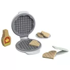 PlayTive Toy Wafle Maker, 8 részes játék fa gofrisütő készlet gyerekeknek, tányérral, 4 db szív alakú gofrival, sütifogóval és juharsziruppal
