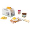   lupilu / PlayTive Wooden Toaster Set 12 részes játék fa reggeliző készlet, pirító, kenyérpirító 2 szelet kenyérrel, tükörtojással, vajjal, deszkával, lekvárral, csokikrémmel és késsel