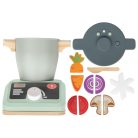 lupilu / PlayTive Premium elektromos (elemes, bekapcsolható) játék fa konyhai robotgép, levesfőző turmix funkcióval, fa élelmiszerekkel