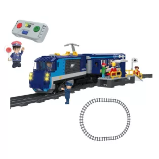  lupilu / PlayTive Clippys Passenger Train 632 részes vonat építőkocka készlet, világító, távirányítós, elemes személyvonat 2.5m sínpályával, 5 figurával